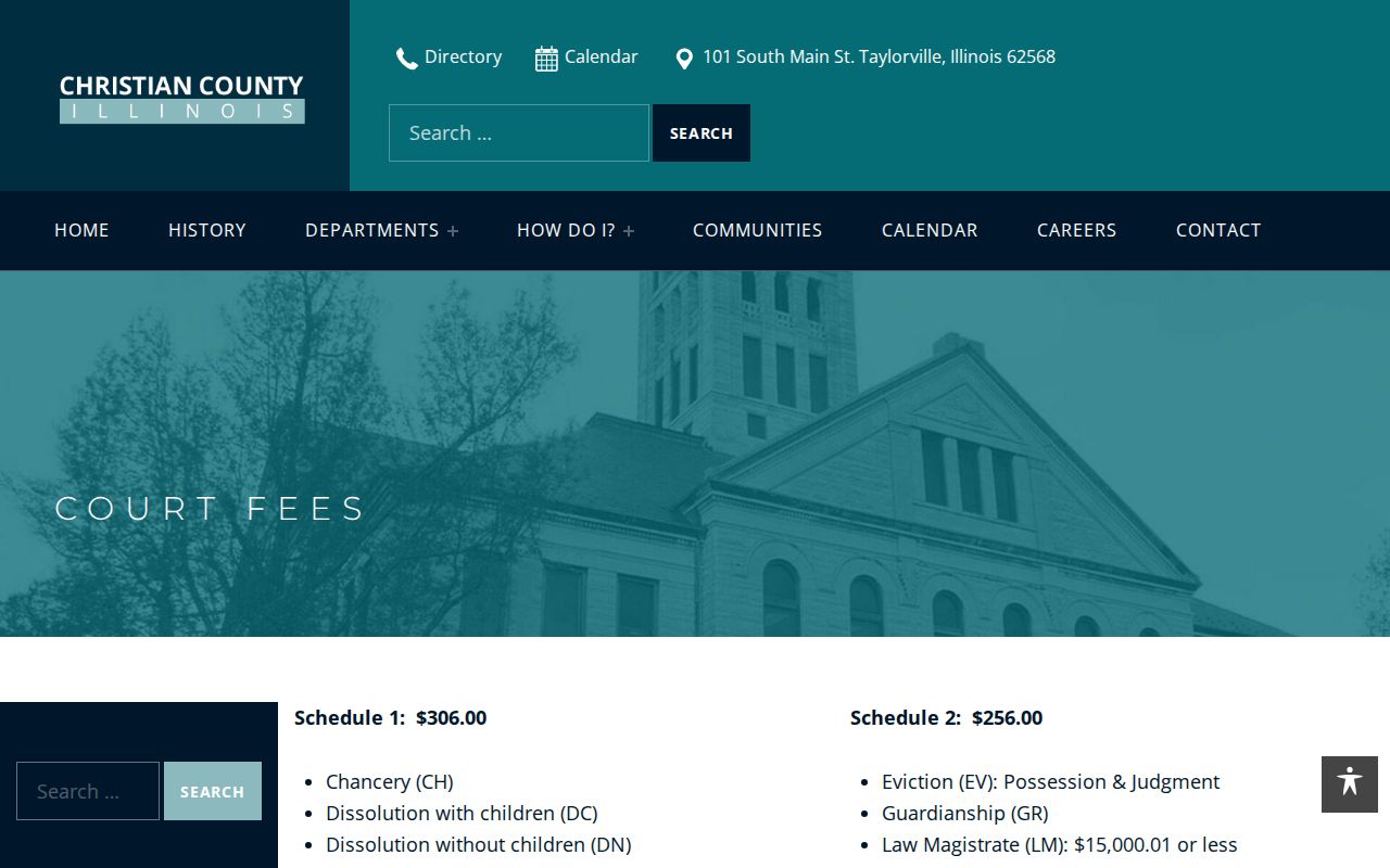 Christian County Circuit Clerk court fee schedule