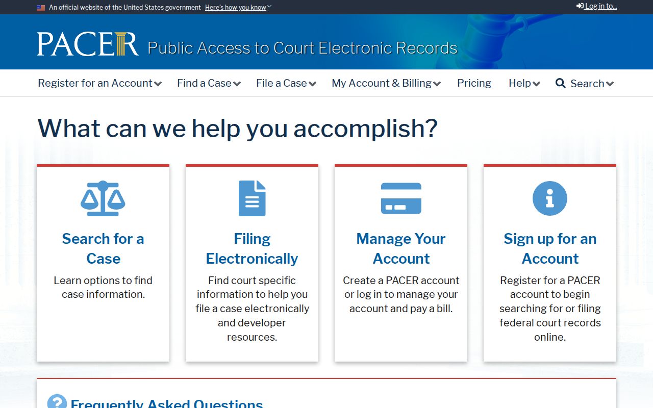 PACER federal court records service for Central District of Illinois cases