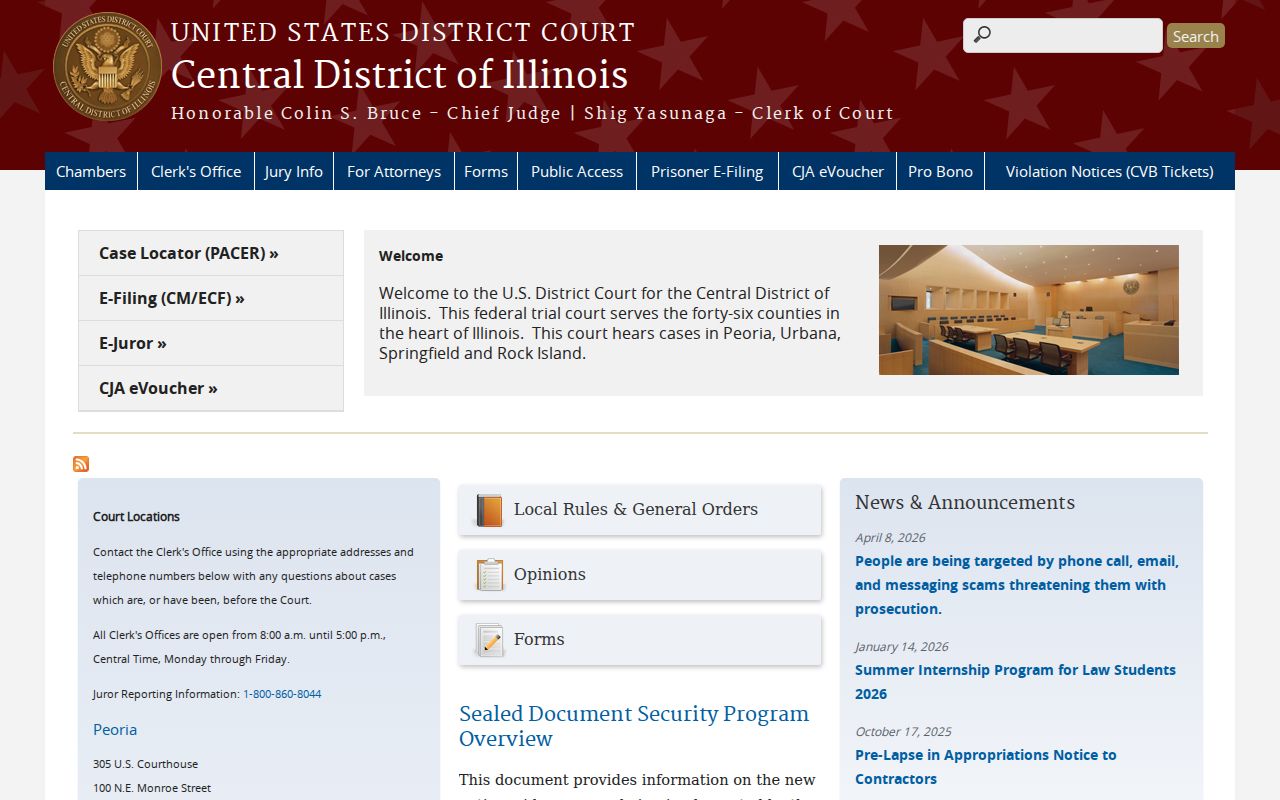U.S. District Court for the Central District of Illinois website
