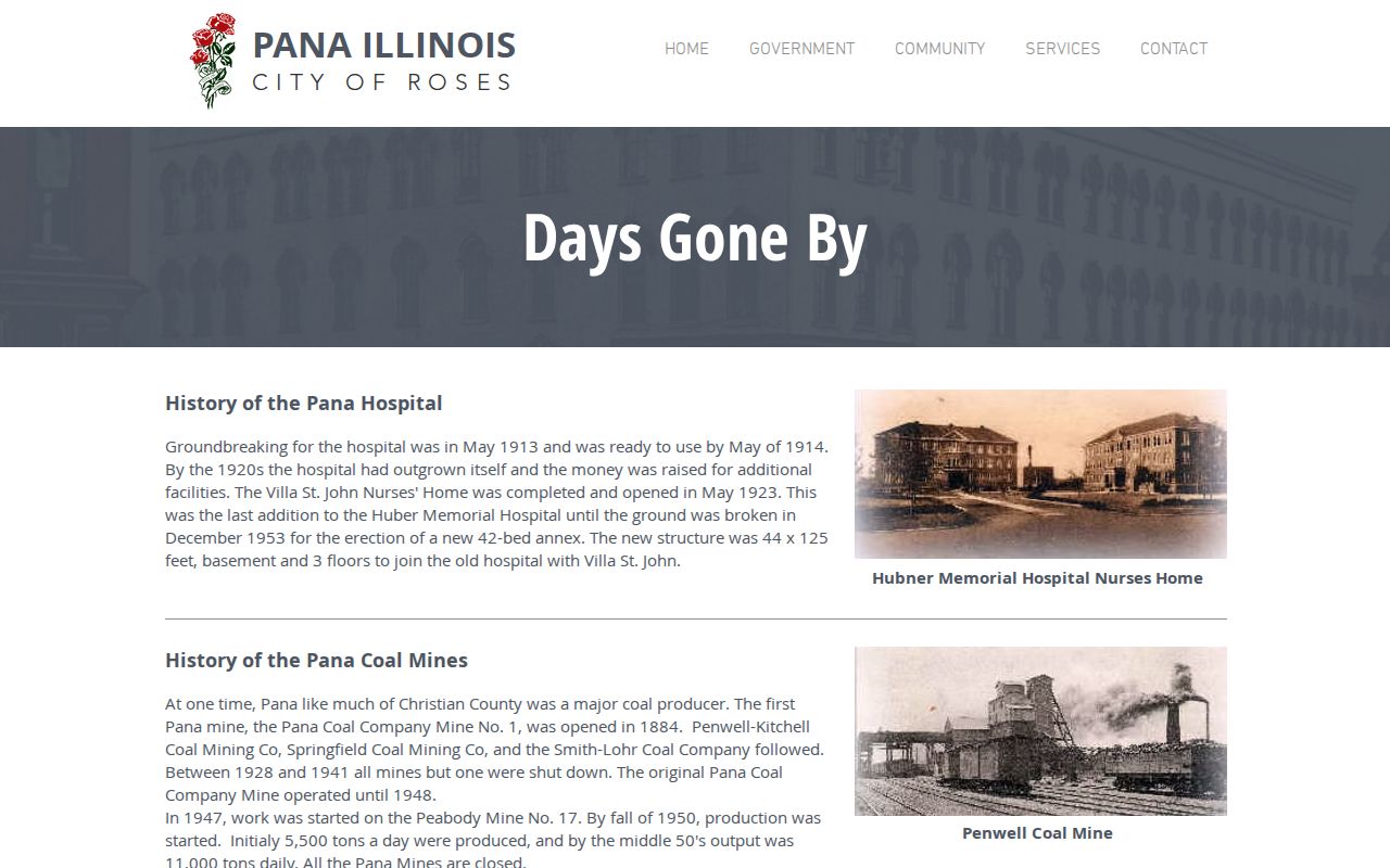 Official Pana history page describing coal and railroad development