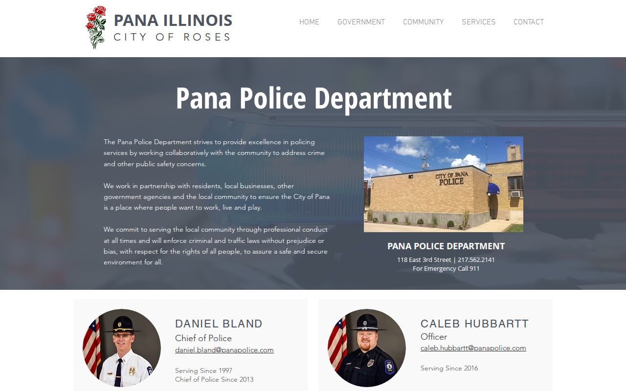 Official Pana Police Department contact page